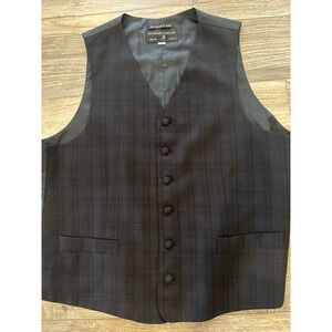Alberto Celini Milan Italy Mens 44L Plaid Suit Vest Waistcoat Dark Charcoal